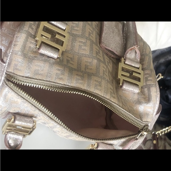 Rare Vintage Fendi Mini Metallic Zucchino Bauletto Bag - Picture 11 of 13